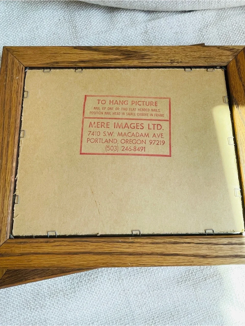 (2) Vintage MCM Foil Art Classic Oak Wood Picture Frames